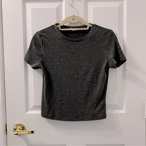 ARDENE Gray Ribbed T-Shirt Excellent Condition